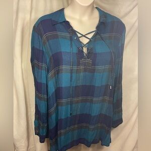 Lane Bryant size 26/28 lace-up flannel top.
